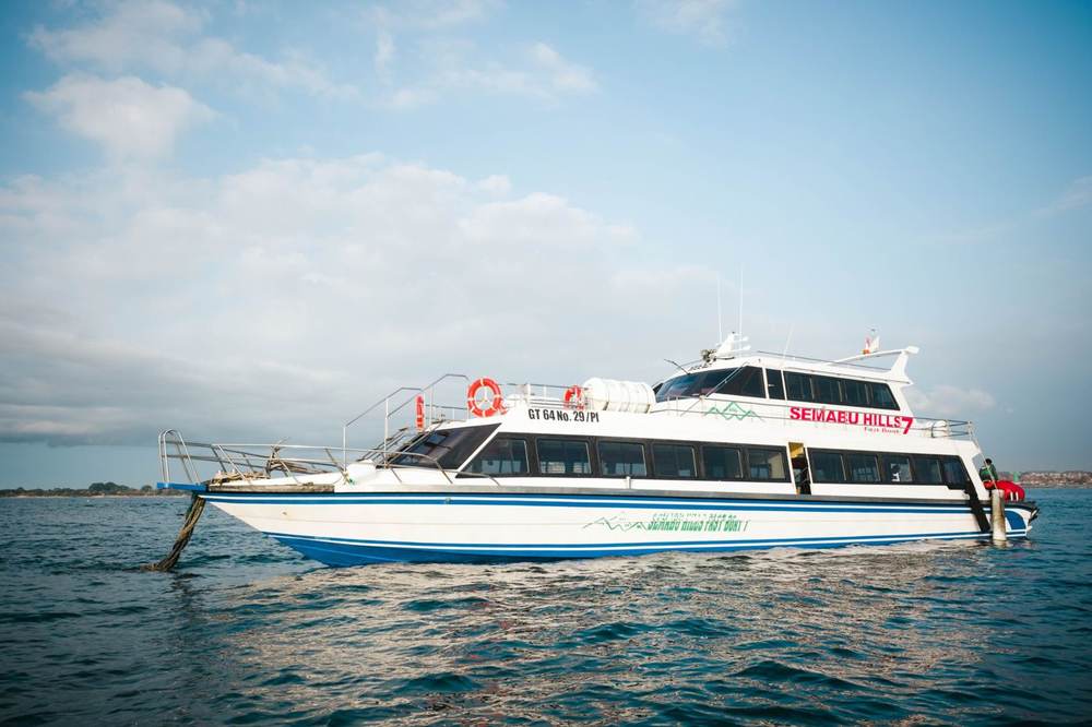 Fast boat at anchor off Sanur